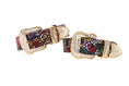 Load image into Gallery viewer, Luxury Pet Fashion Burgundy Floral Mosaic & Black Floral Mosaic Italian Leather With Silver Swarovski Crystal Hardware Collars