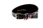 Black, White, Pink, Gold Snake 3” Wide Style Collar With Custom Starfish