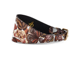 Butterfly Print Italian Leather 3” Wide Style Collar