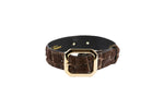 Brown Snake Print Hair On Hide Italian Leather With Modern Style Italian Hardware