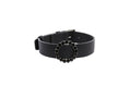 Load image into Gallery viewer, Black Italian Leather Collar with Authentic Crystal Ring/Reversible Classic Collar by Allysa Payne Beverly Hills