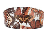 Butterfly Print Italian Leather 3 Wide Style Collar