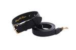 Classic Black Italian Leather Collar & Leash Set