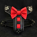 Load image into Gallery viewer, The "Bowtie" handmade leather harness black Small to Medium Size