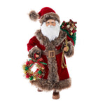 Kurt Adler 17-Inch Red Santa with Gray Fur + Wreath/Bag