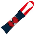 Load image into Gallery viewer, 2016 SPIDER-MAN Dog Toy Squeaky Tug Toy - Spider-Man Pose + Round Spider Icon CLOSE-UP Blue Red - Red Webbing