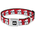 Load image into Gallery viewer, STAR WARS Logo Black/White Seatbelt Buckle Collar - Stormtrooper Santa Claus Face Red