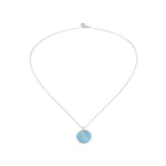 Sterling silver necklace with coin and light blue enamel