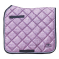 Load image into Gallery viewer, Lavender Saddle Pad by Southlake Paws, featuring a quilted design with a sparkling finish and black trim.