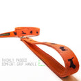Load image into Gallery viewer, EcoBark Safety Orange Dog Leash- Padded Comfort Grip Leash with Dog Pattern - 4ft, 5ft, and 6ft Leash for Small and Medium Dogs