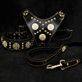 Load image into Gallery viewer, "Maximus Black" BIG dog SET- Harness - collar - lead. Brass rivets