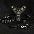 Load image into Gallery viewer, "Maximus Silver" BIG dog SET- Harness - collar - lead. Black