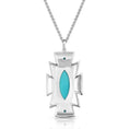 Load image into Gallery viewer, Turquoise pendant necklace with silver accents, featuring a geometric design and a chain. Ocean Storm Cloud by Southlake Paws