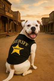 Parisian Pet 'Sheriff' Dog Shirt – Embroidered Western-style Pet Apparel for Dogs & Cats, Black