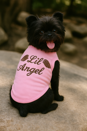 Parisian Pet 'Lil Angel' Dog & Cat T-Shirt – Cute Embroidered Cotton, Comfortable & Stylish – Pink