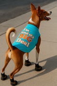 Load image into Gallery viewer, Parisian Pet 'I'm Kind of a Big Deal' Humorous Dog Shirt – Embroidered Graphic Pet T-Shirt for Dogs & Cats, Light Blue