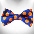 Load image into Gallery viewer, Polka Dot Dog Collars, Leads, and Bows on Blue - 5 Styles