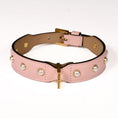 Load image into Gallery viewer, Leather Dog Collar in Pink - Pearl, Made in Italy