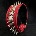 Load image into Gallery viewer, Set collar and leash. spikes & stainless steel, 2.8 inch wide. Made in Europe!
