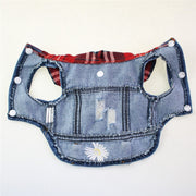 Red Plaid Hoodie Denim Dog Jacket