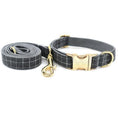 Load image into Gallery viewer, Classic Gray Check Bow Tie Dog Collar & Leash Set | Personalized Free - Southlake Paws