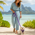 Load image into Gallery viewer, EcoBark Purple Dog Leash- Padded Comfort Grip Leash Dog Pattern - 4ft, 5ft, and 6ft for XS, Small, and Medium Dogs