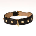 Load image into Gallery viewer, Leather Dog Collar in Black - Pyramid, Made in Italy