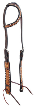 Load image into Gallery viewer, Rafter T Tooled Sunflower with Buckstitch One Ear Headstall