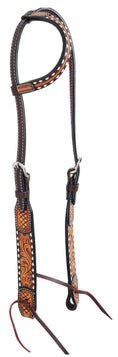 Load image into Gallery viewer, Rafter T Tooled Sunflower with Buckstitch One Ear Headstall