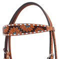 Load image into Gallery viewer, Rafter T Turquoise Sunflower Browband Headstall