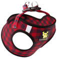 Load image into Gallery viewer, Red and black checkered dog harness with EcoBark logo on a white background