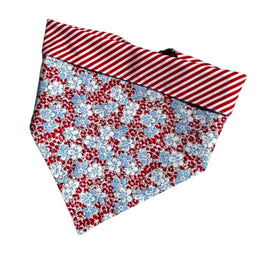 Red & Light Blue Flowers Bandana Dog Collar