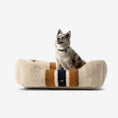Load image into Gallery viewer, Shinola Brand Stripe Kuddle Berber Dog Bed Oatmeal