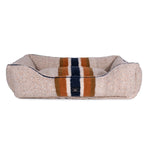 Shinola Brand Stripe Kuddle Berber Dog Bed Oatmeal