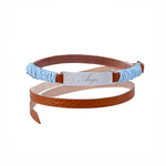 Customizable silver and leather bracelet with blue details