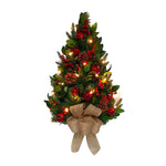 Kurt Adler 22-Inch Battery-Operated Prelit Decorated Wall Tree with Berries and Pomegranate