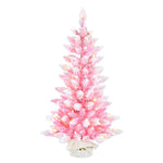 Kurt Adler 3-Foot Pre-lit LED Flocked Pink Slim Tree