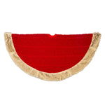 Kurt Adler 48-Inch Red Knit Tree Skirt with Tan Faux Fur Border
