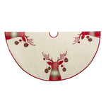Kurt Adler 60-Inch Ivory Dupion Tree Skirt with Reindeer Appliqué Embroidery