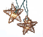 Kurt Adler 10-Light Rattan Natural Star Light Set