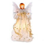 Kurt Adler 14-Inch Ivory and Gold Fiber Optic Animated Angel Treetop