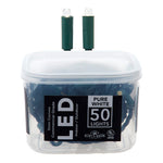 Kurt Adler 25.5-Foot UL 50-Light Convex Pure White 5MM LED Green Wire Light Set