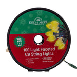 Kurt Adler 66-Foot UL 100-Light Warm White LED Faceted C9 Green Wire String Lights