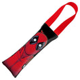 Load image into Gallery viewer, MARVEL DEADPOOL Dog Toy Squeaky Tug Toy - Deadpool Face + Deadpool Icon CLOSE-UP Black Red - Red Webbing