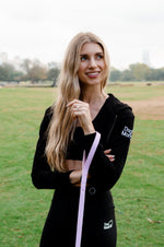 Dog Mom Crop Top Hoodie - Black