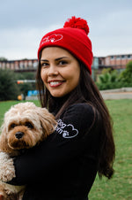Dog Mom Bobble Beanie - Red