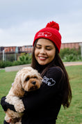 Load image into Gallery viewer, Dog Mom Bobble Beanie - Red