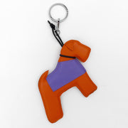 Colored leather dog keychain charm