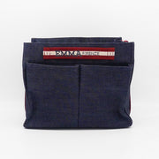 Denim cotton organizer bag with compartments and internal pockets