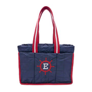 Customizable blue quilted dog bag